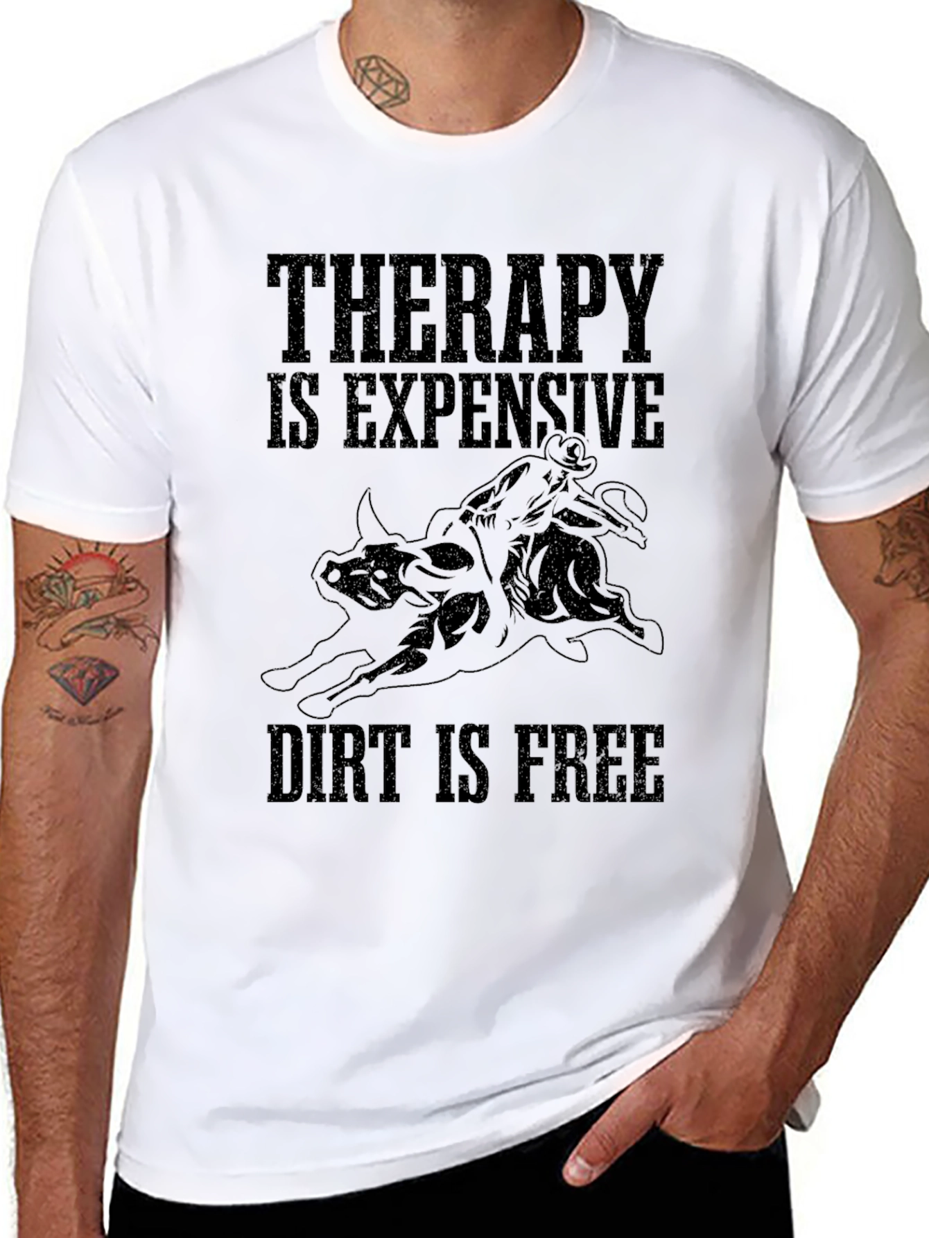 Therapy is Expensive Dirt is Free Black T-Shirt