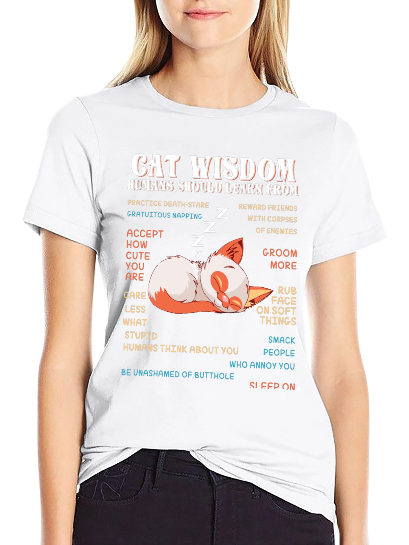Cat Wisdom Graphic Tee - Learn From Cats!
