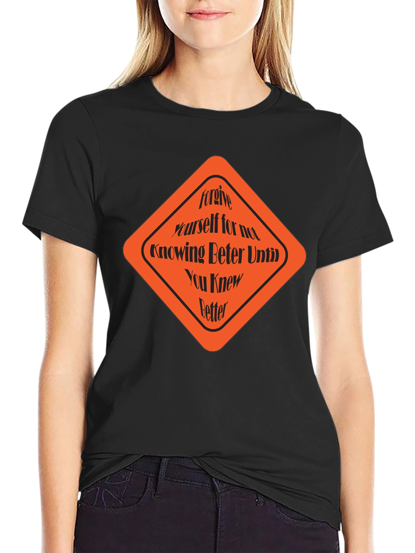 Forgive Yourself Graphic Tee - Black Cotton T-Shirt
