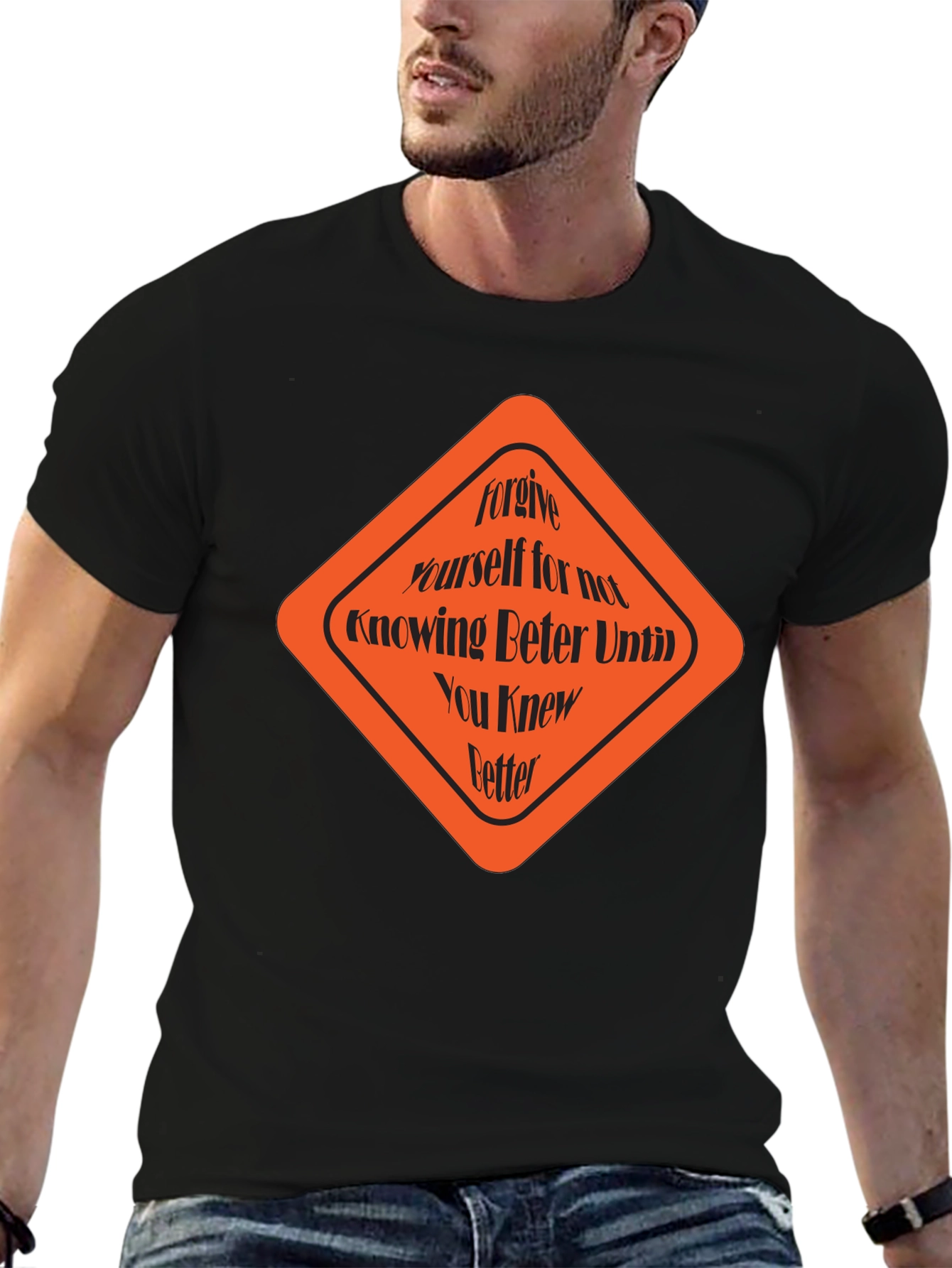 Forgive Yourself Graphic Tee - Black Cotton T-Shirt