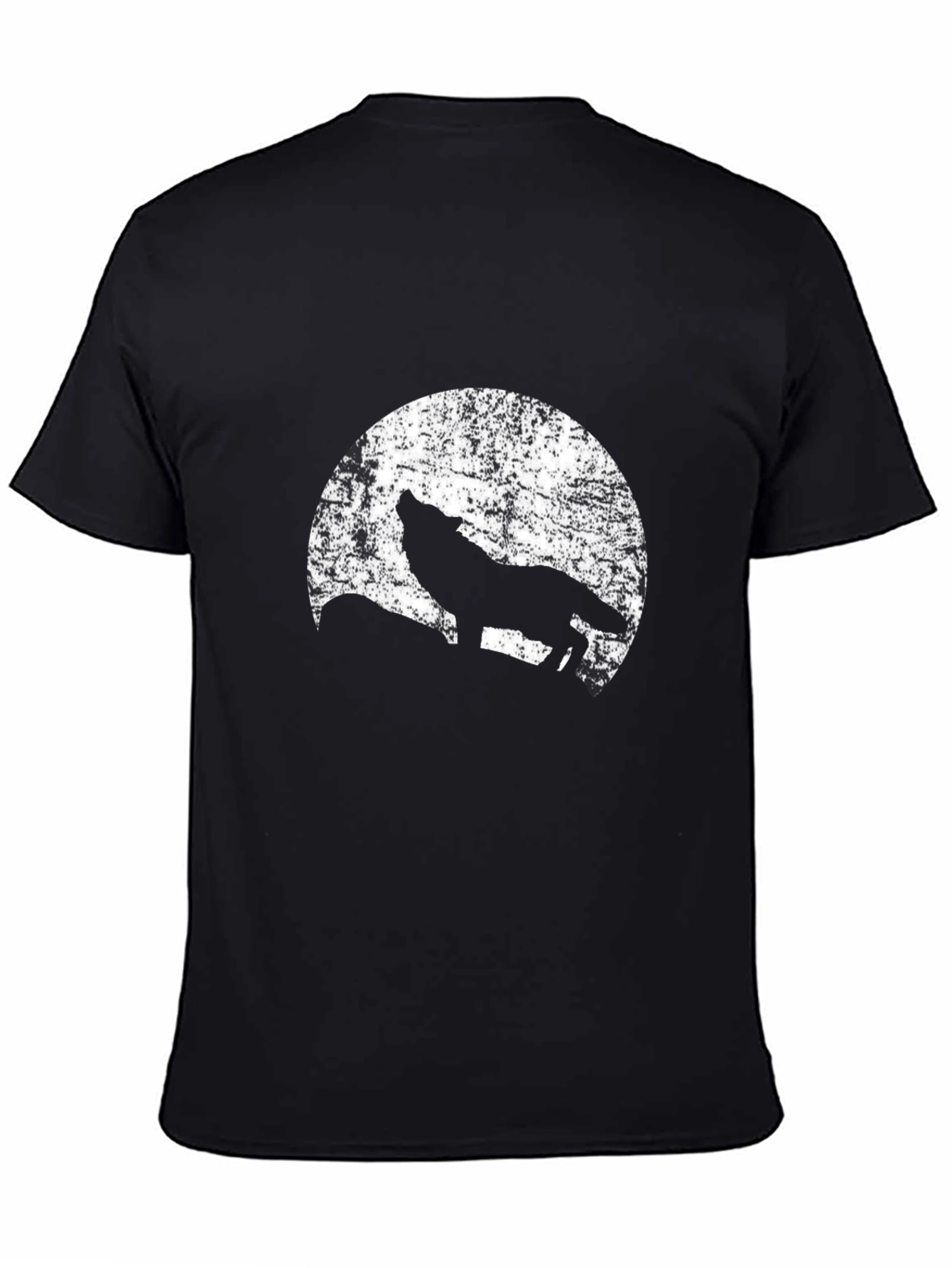 Wolf Howling at Moon Graphic Tee - Black T-Shirt