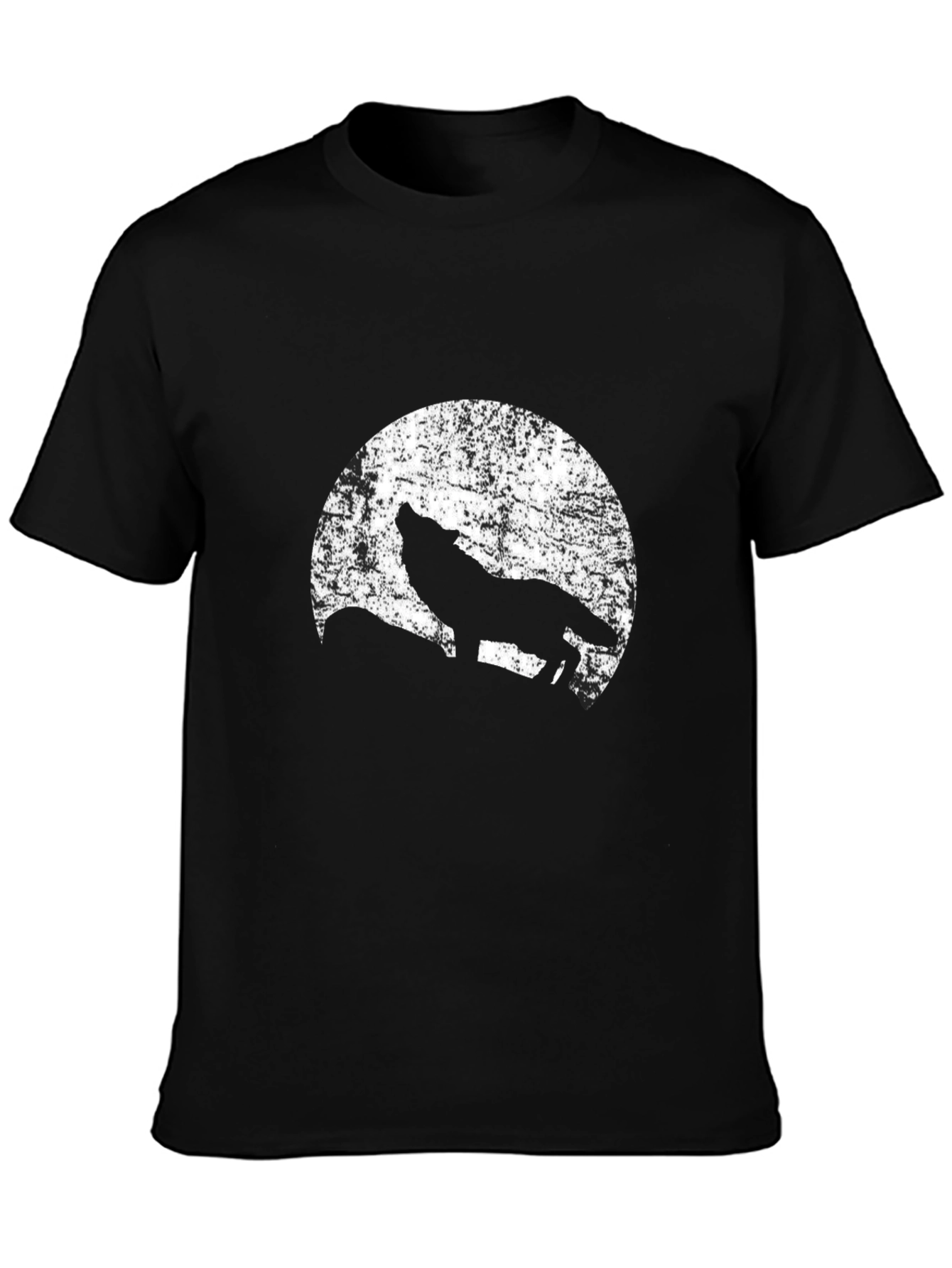 Wolf Howling at Moon Graphic Tee - Black T-Shirt