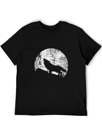 Wolf Howling at Moon Graphic Tee - Black T-Shirt