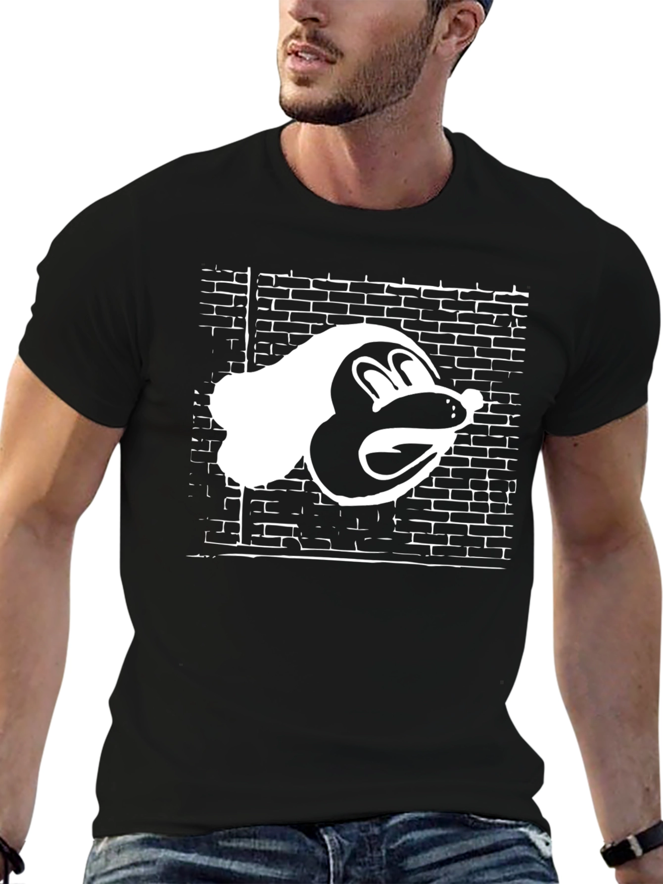Graphic Tee: Toon Character on Brick Wall