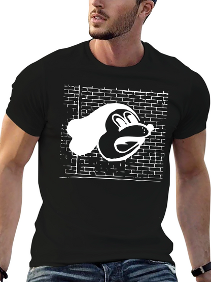 Graphic Tee: Toon Character on Brick Wall