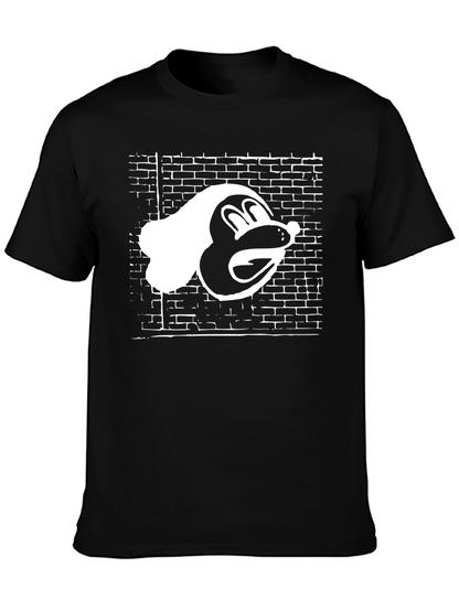 Graphic Tee: Toon Character on Brick Wall