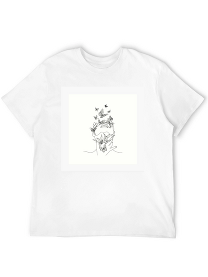 Butterfly Line Art Black Tee