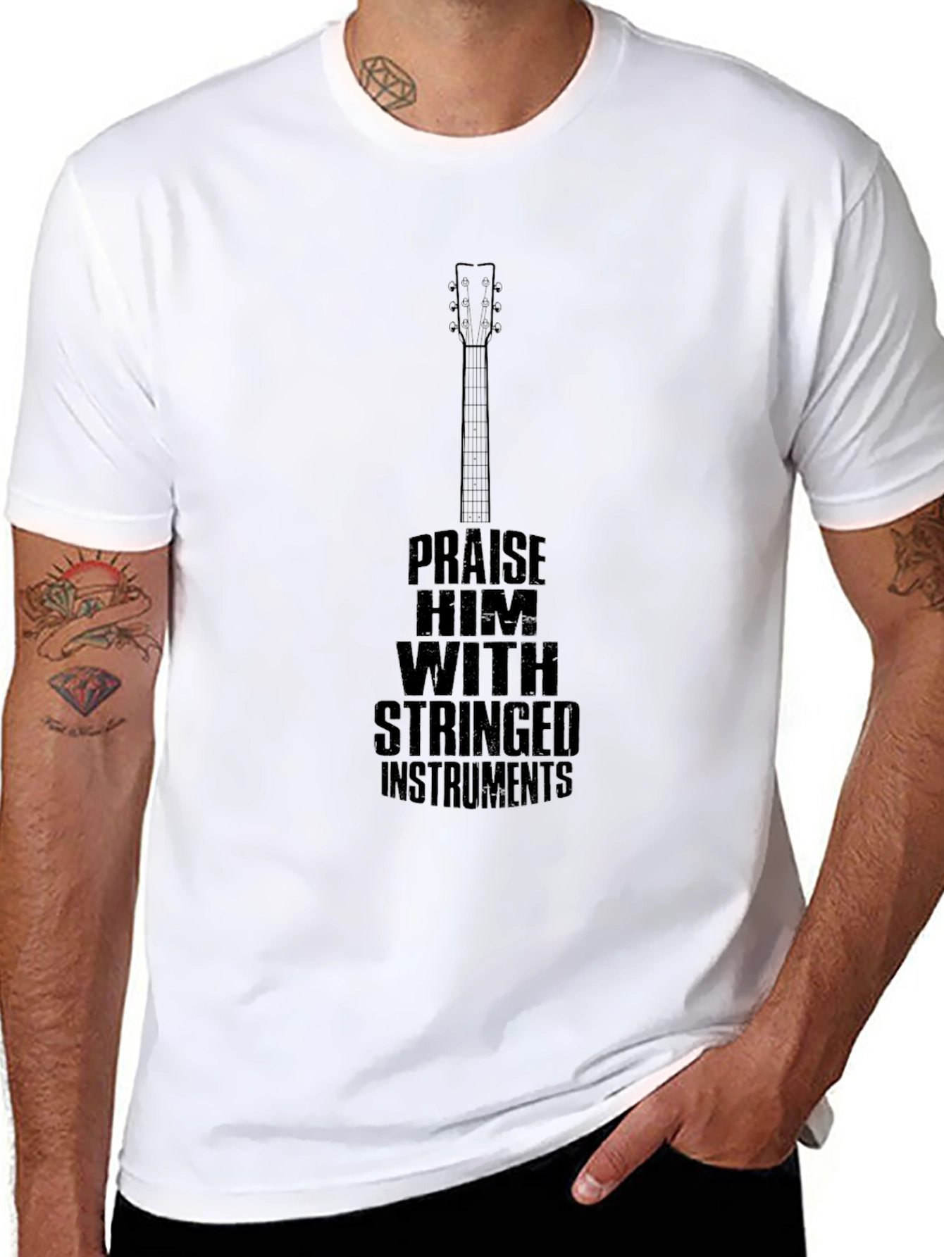 Praise Him Guitar Graphic T-Shirt - Black