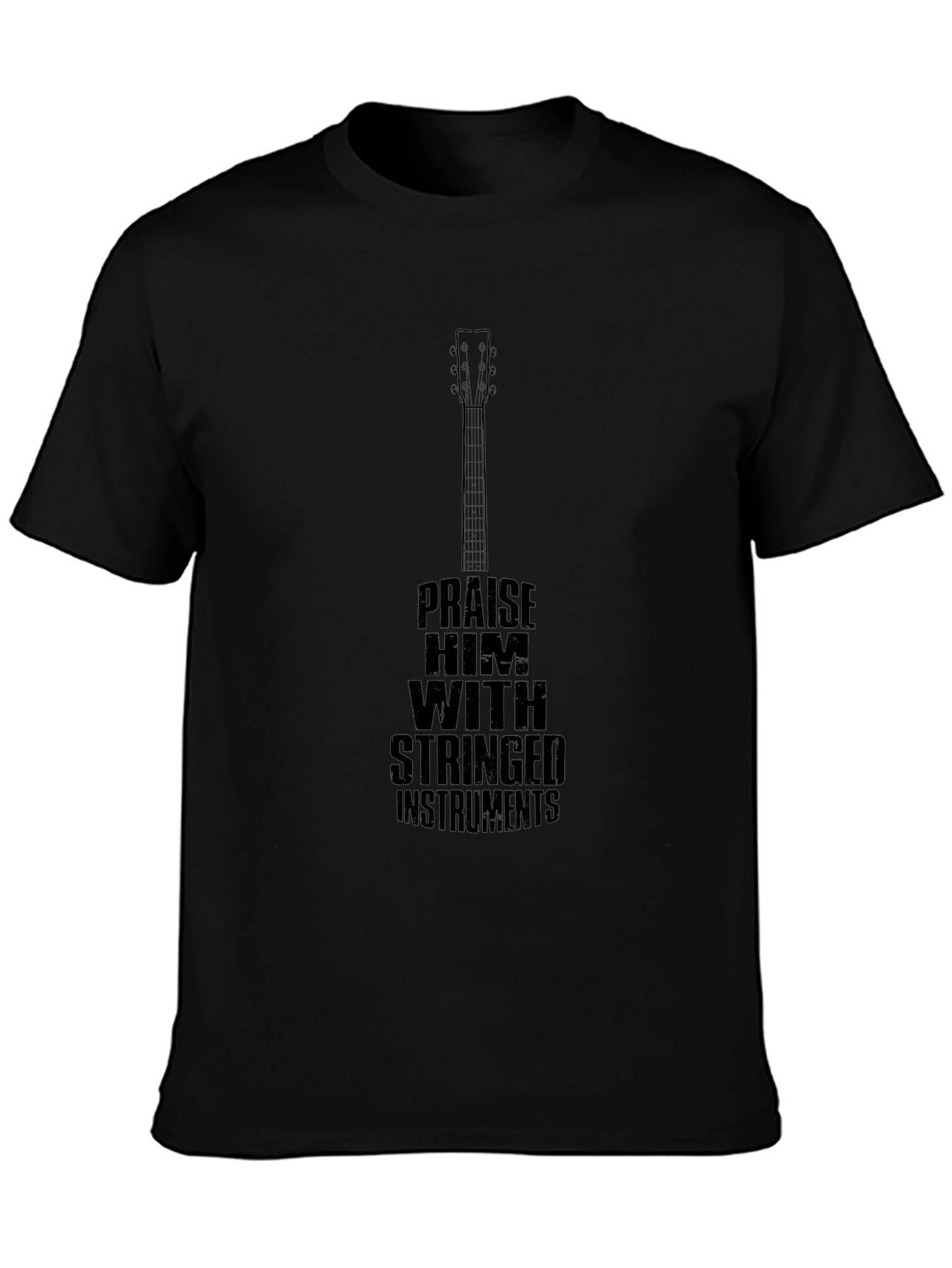 Praise Him Guitar Graphic T-Shirt - Black