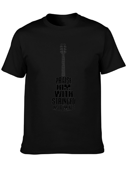 Praise Him Guitar Graphic T-Shirt - Black