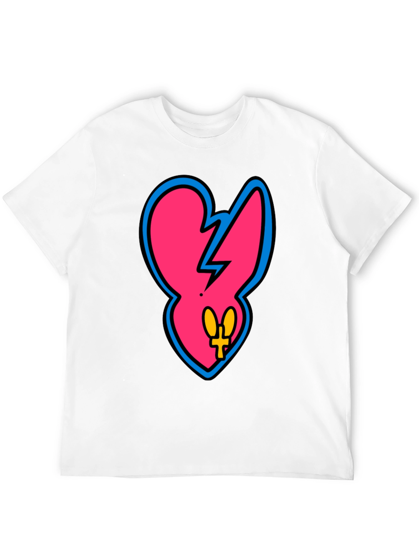 Edgy Pink Heart Graphic Tee - Casual Black T-Shirt