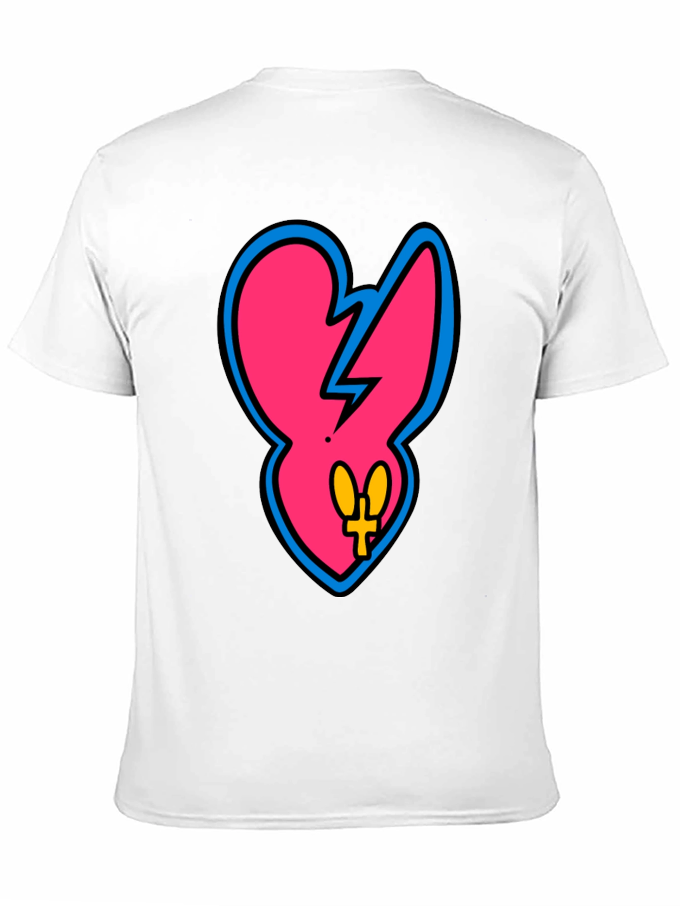 Edgy Pink Heart Graphic Tee - Casual Black T-Shirt