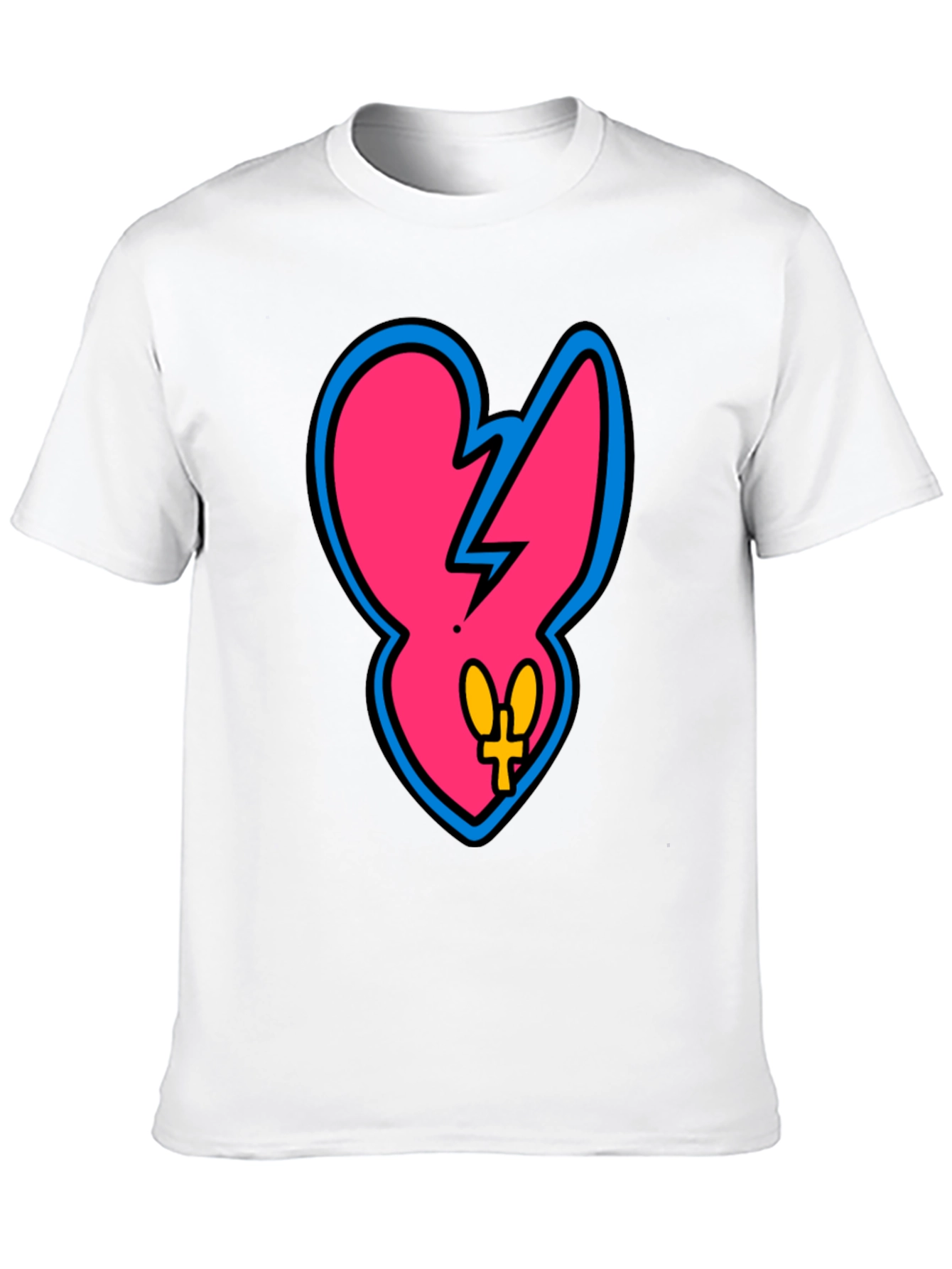 Edgy Pink Heart Graphic Tee - Casual Black T-Shirt