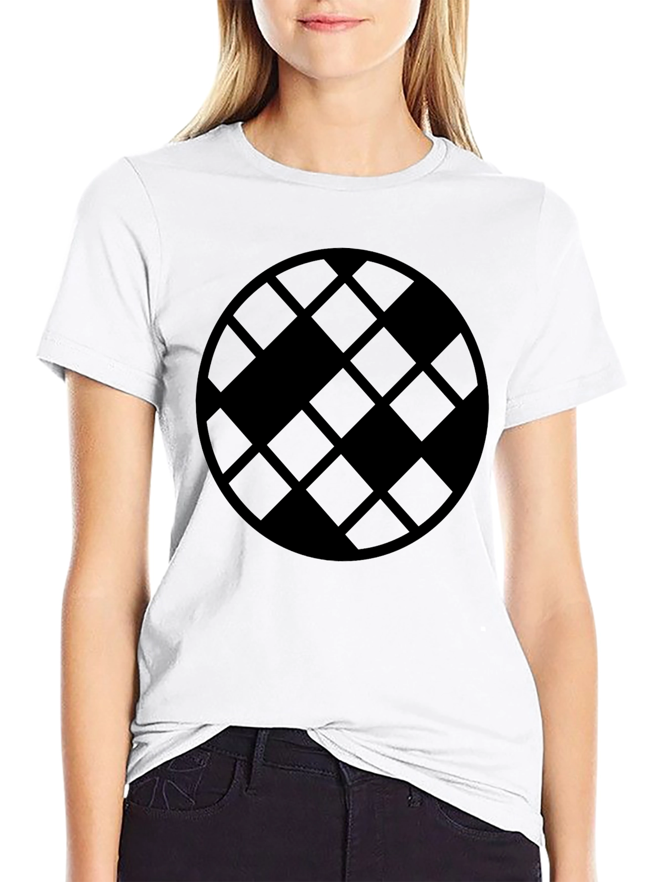 Geometric Patterned Black T-Shirt