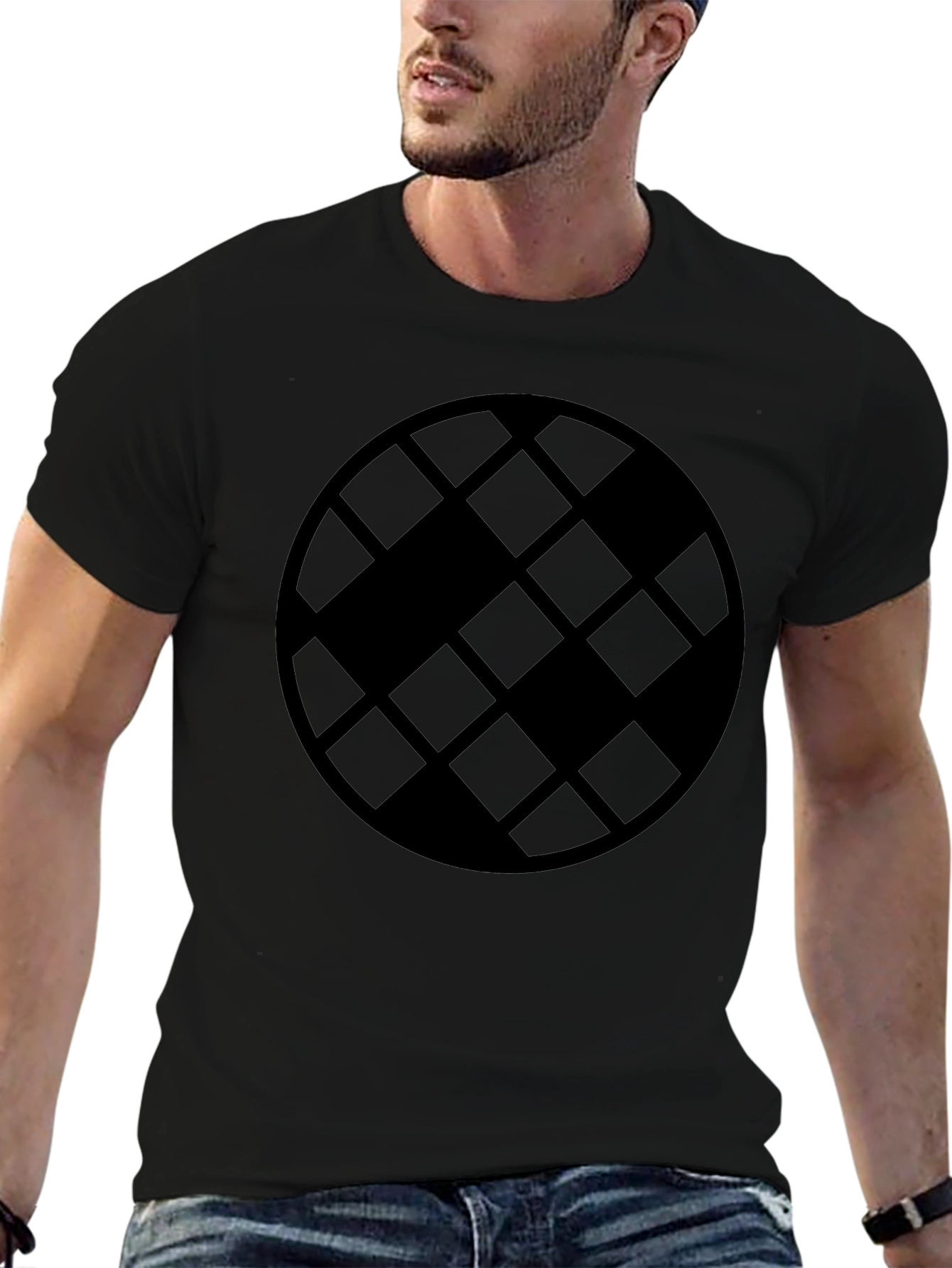 Geometric Patterned Black T-Shirt