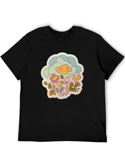 Retro Cloud & Flowers Graphic Tee