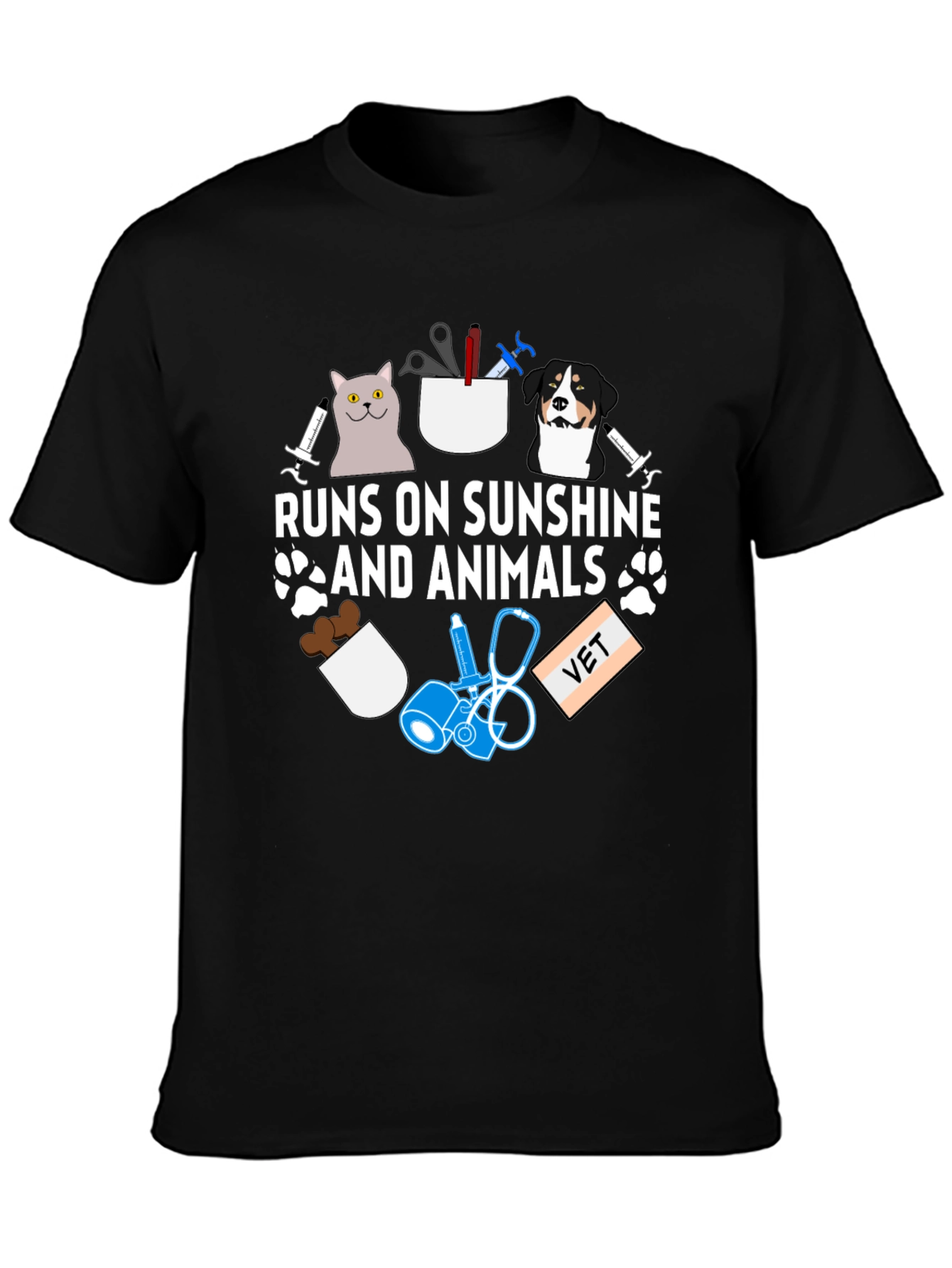 Runs on Sunshine and Animals Vet T-Shirt