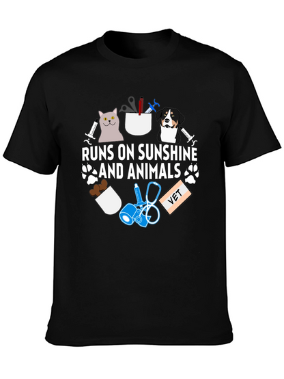Runs on Sunshine and Animals Vet T-Shirt