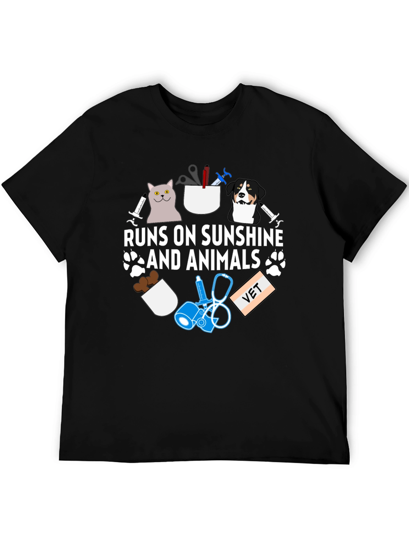 Runs on Sunshine and Animals Vet T-Shirt