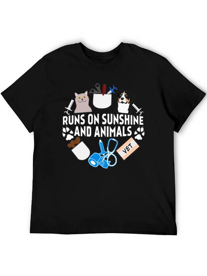 Runs on Sunshine and Animals Vet T-Shirt