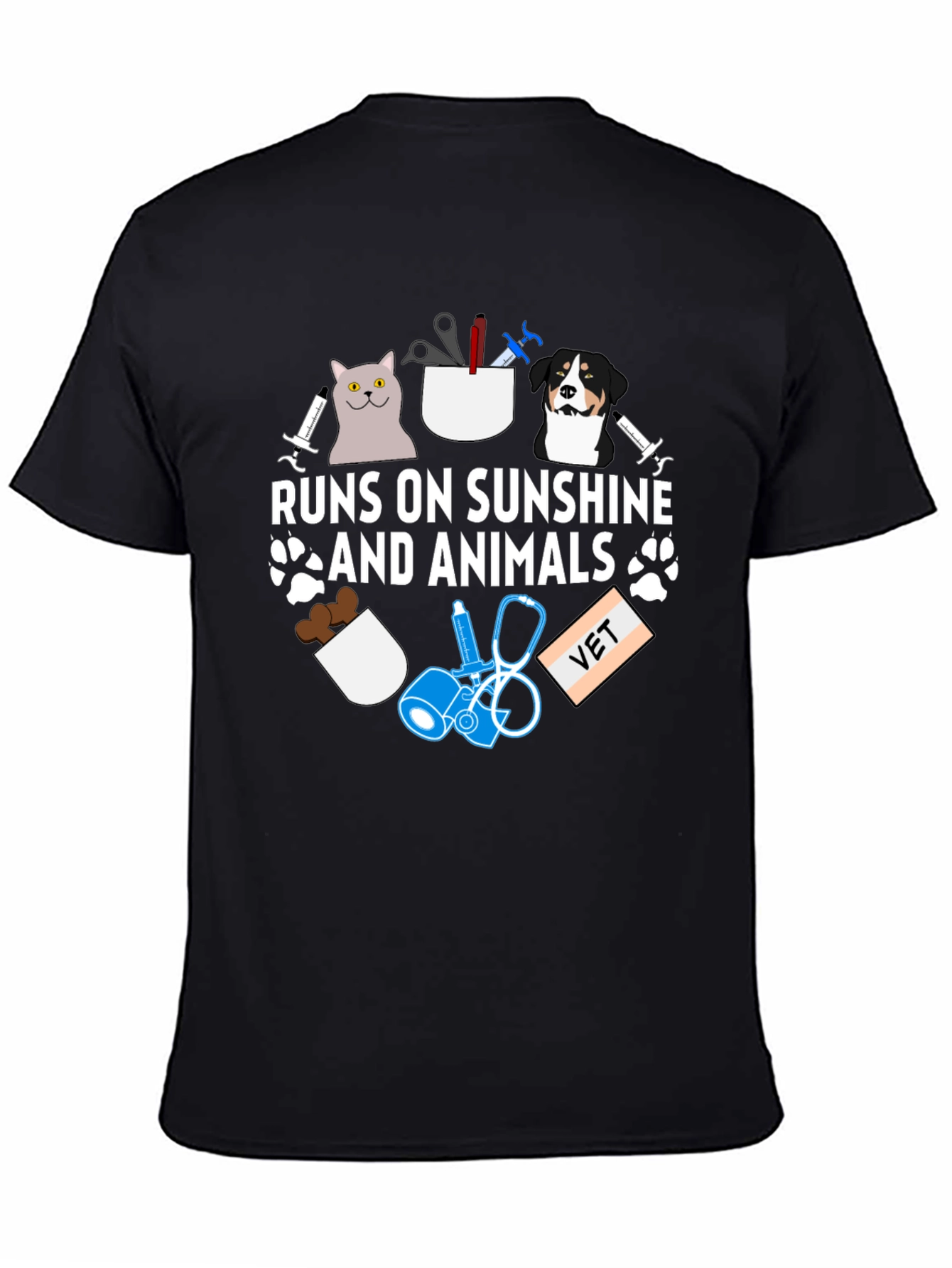 Runs on Sunshine and Animals Vet T-Shirt