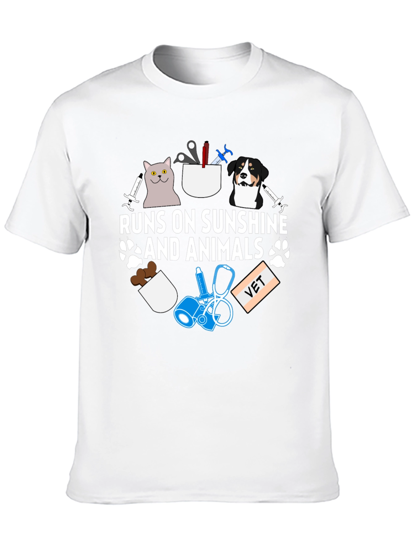 Runs on Sunshine and Animals Vet T-Shirt