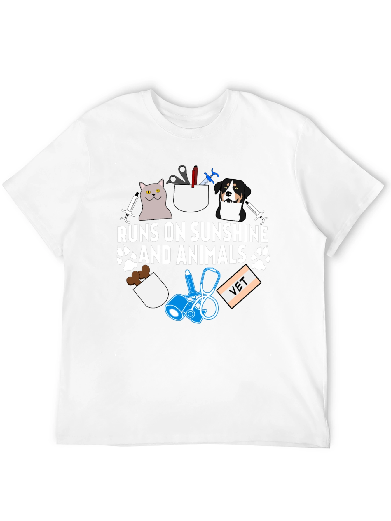 Runs on Sunshine and Animals Vet T-Shirt