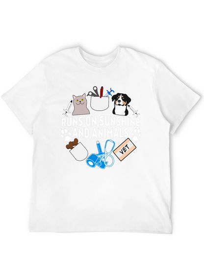 Runs on Sunshine and Animals Vet T-Shirt