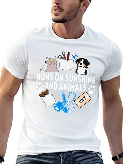 Runs on Sunshine and Animals Vet T-Shirt