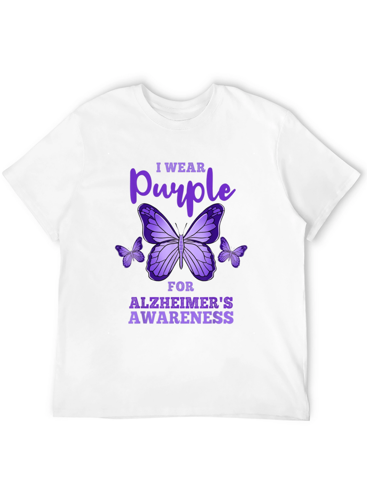 Purple Butterfly Alzheimers Awareness T-Shirt