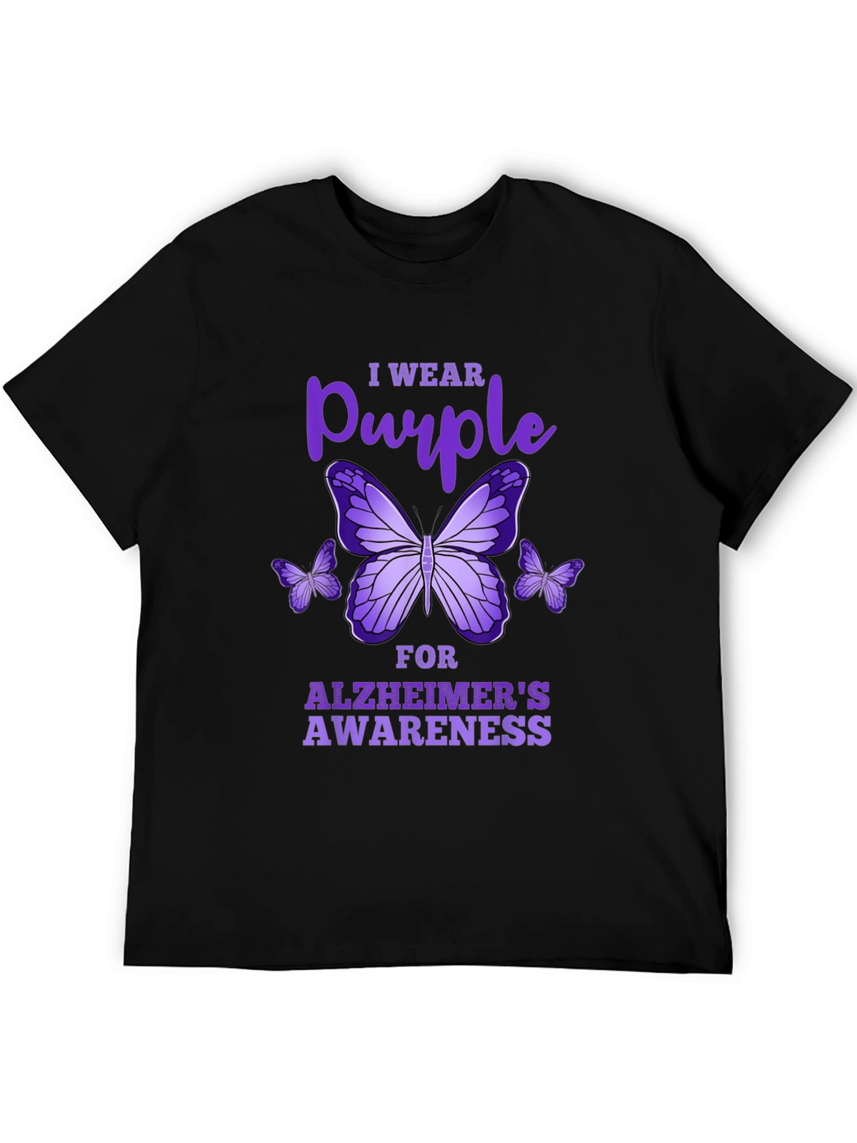 Purple Butterfly Alzheimers Awareness T-Shirt