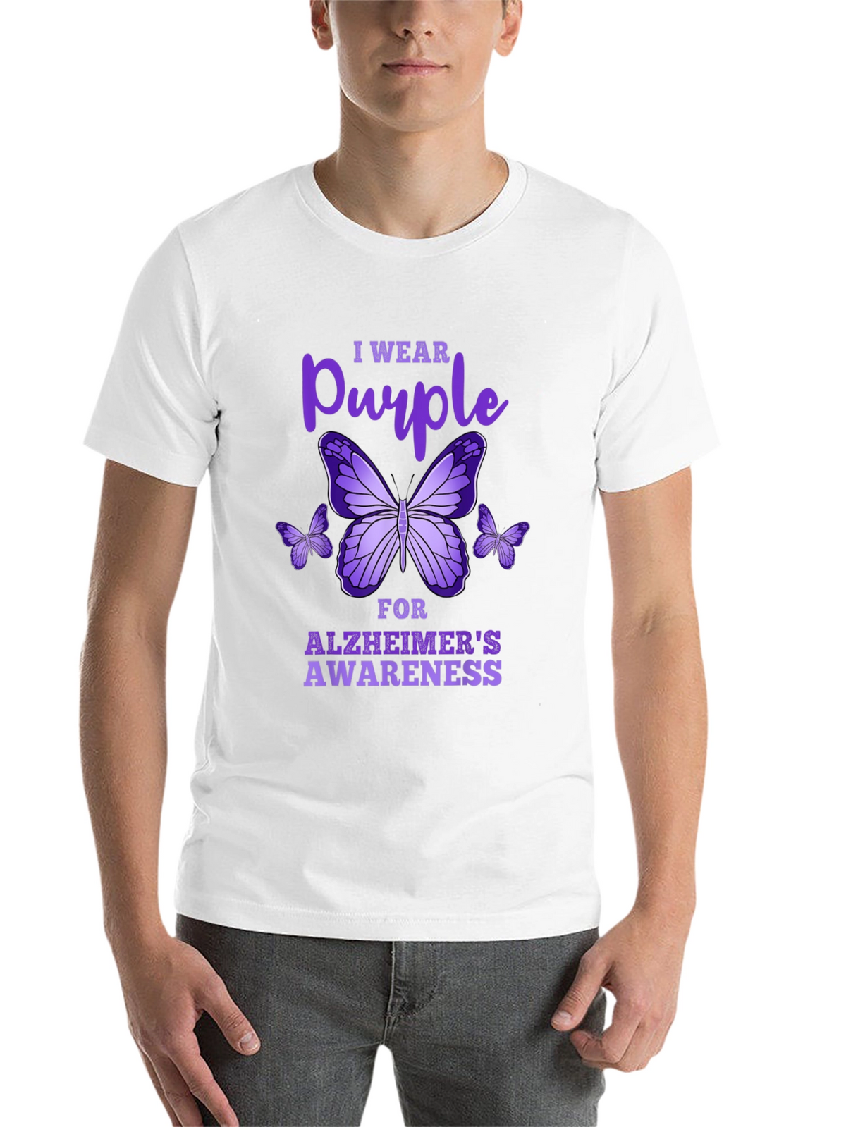 Purple Butterfly Alzheimers Awareness T-Shirt