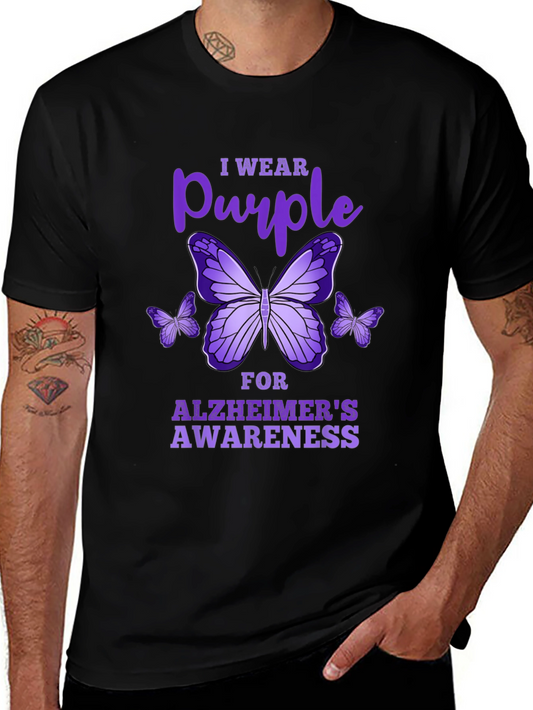 Purple Butterfly Alzheimers Awareness T-Shirt