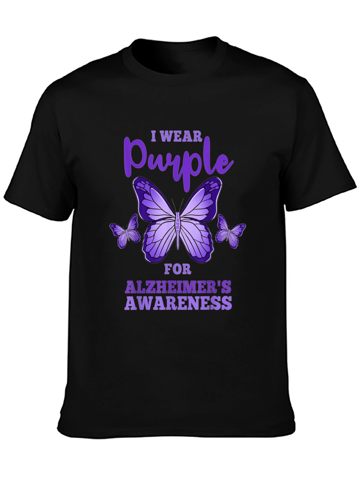 Purple Butterfly Alzheimers Awareness T-Shirt