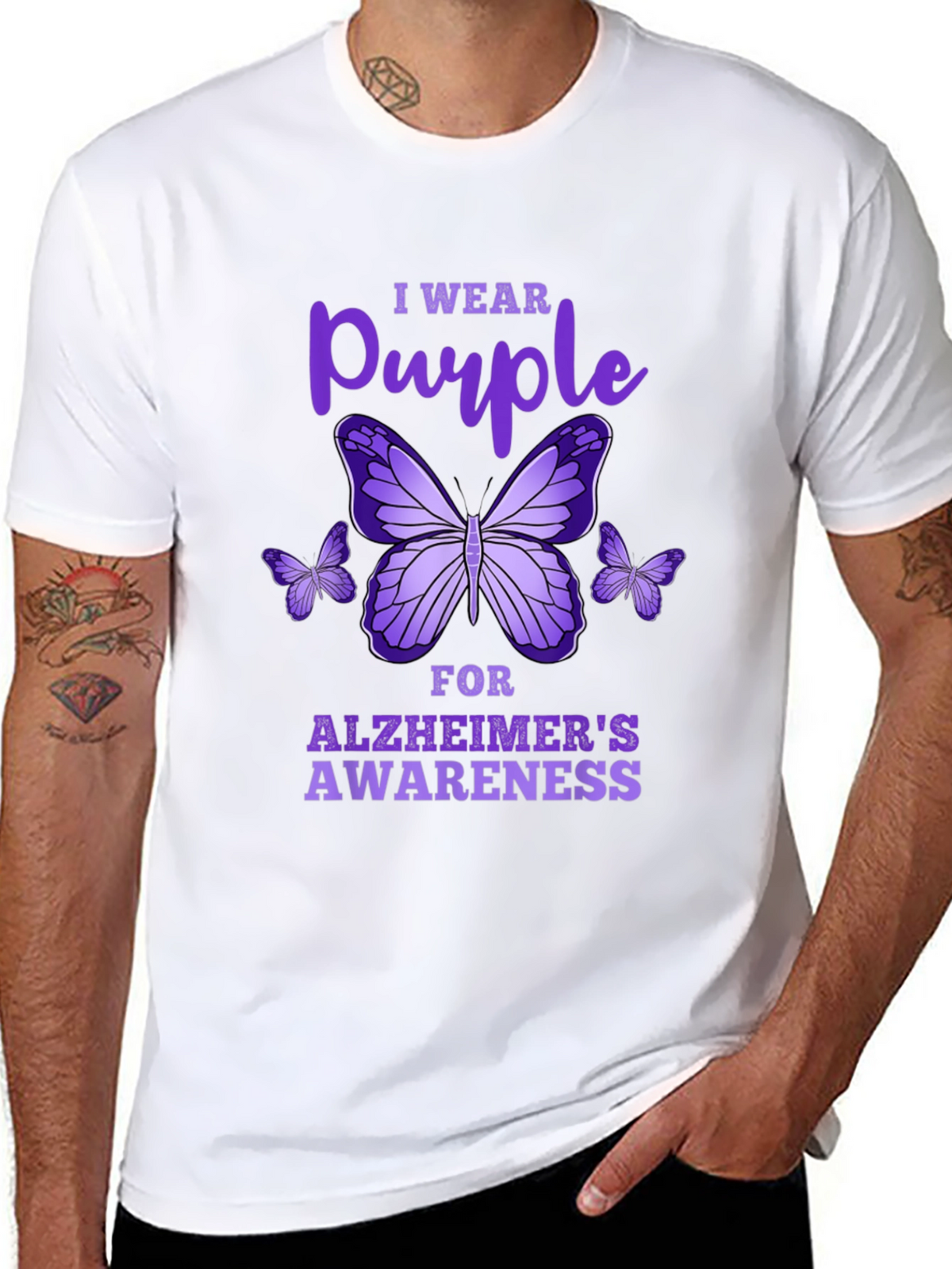 Purple Butterfly Alzheimers Awareness T-Shirt