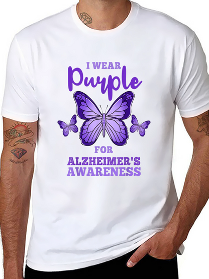 Purple Butterfly Alzheimers Awareness T-Shirt
