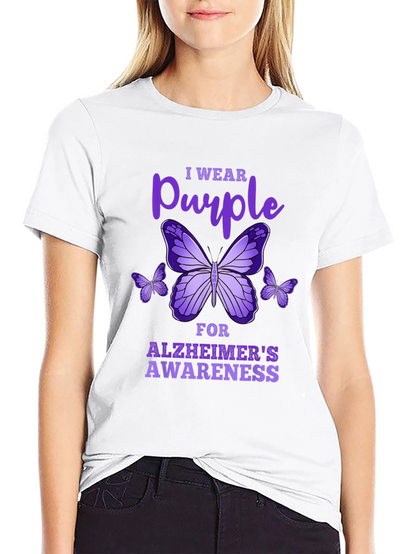 Purple Butterfly Alzheimers Awareness T-Shirt