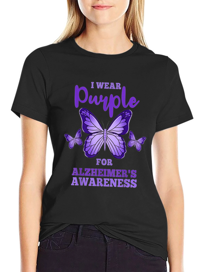 Purple Butterfly Alzheimers Awareness T-Shirt