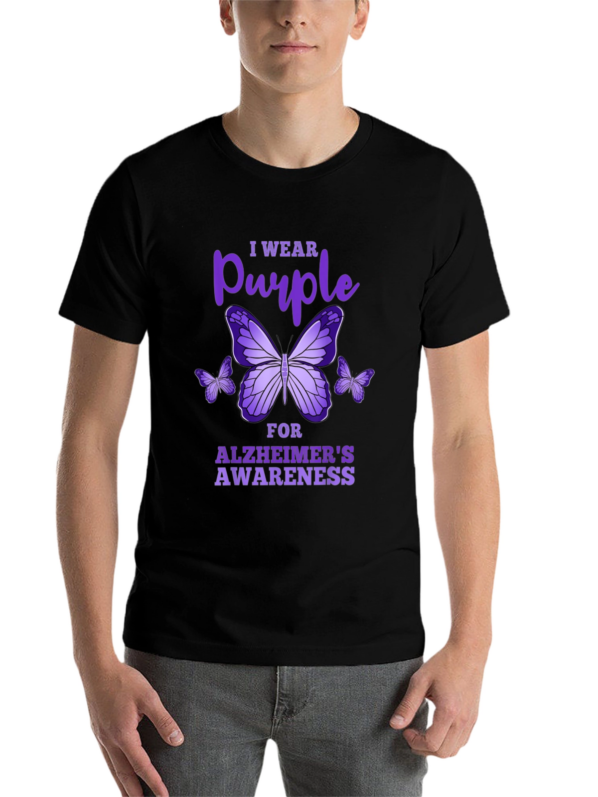 Purple Butterfly Alzheimers Awareness T-Shirt
