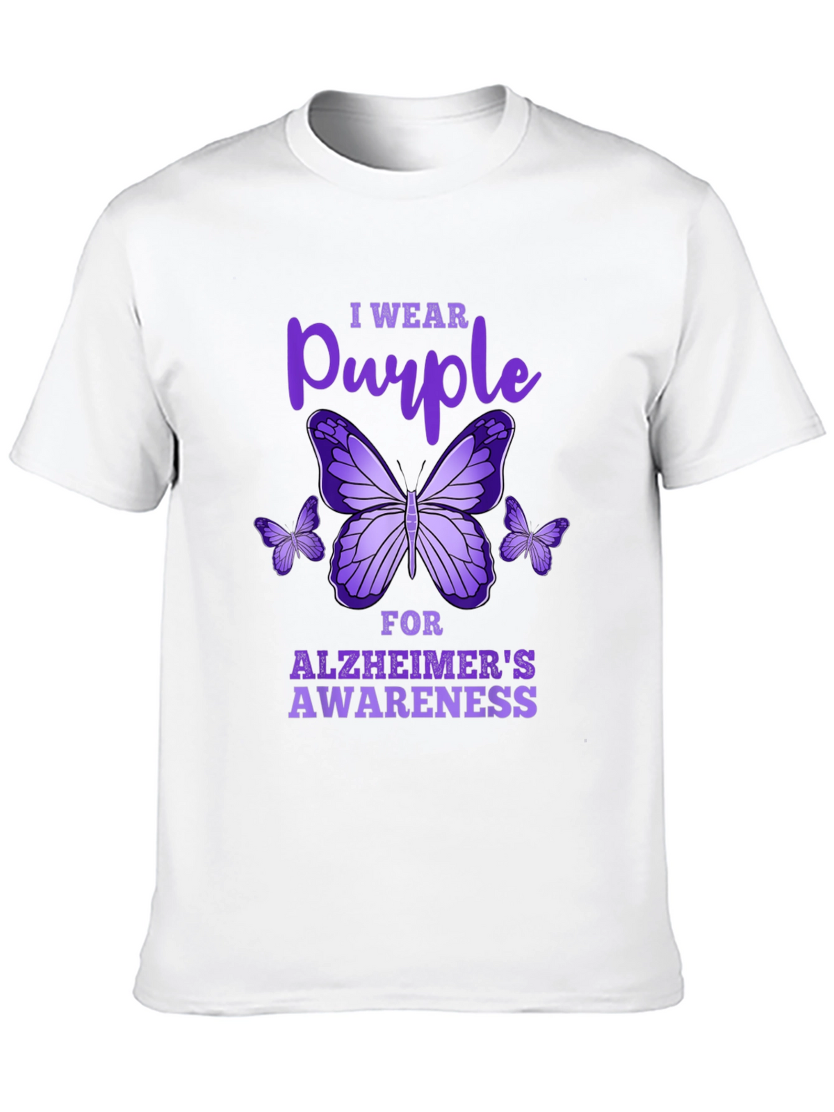 Purple Butterfly Alzheimers Awareness T-Shirt