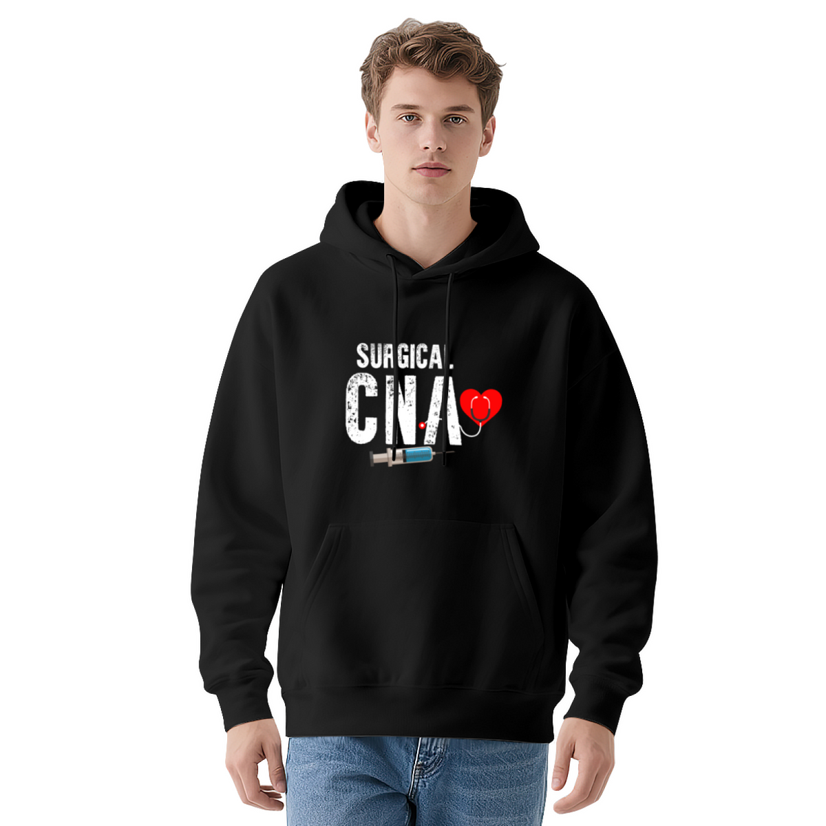 Surgical CNA Heart Stethoscope Syringe Hoodie