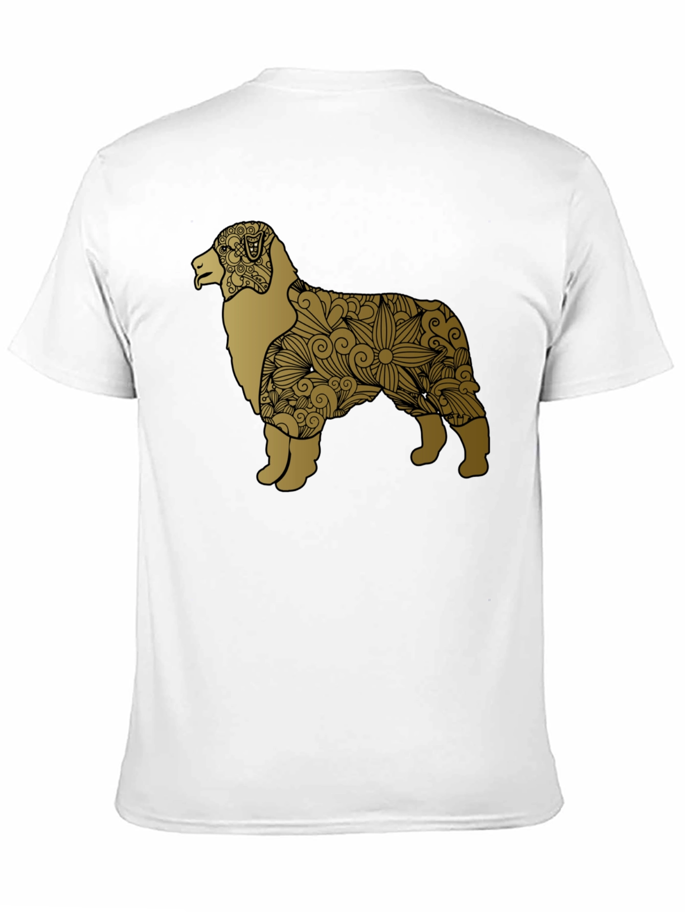 Dog Floral Pattern Tee - Black