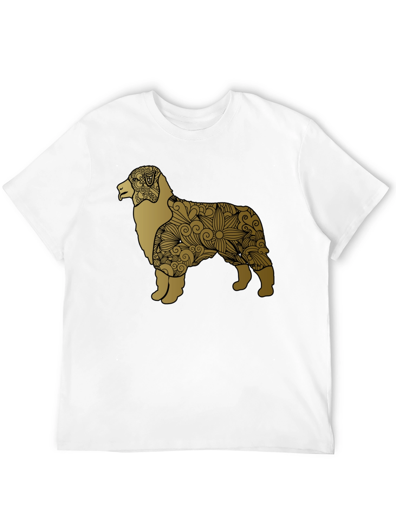 Dog Floral Pattern Tee - Black