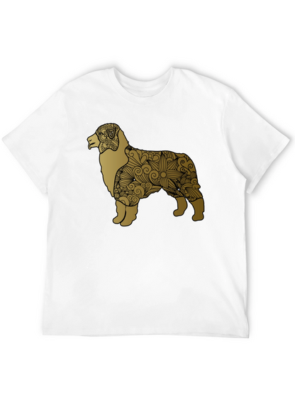 Dog Floral Pattern Tee - Black