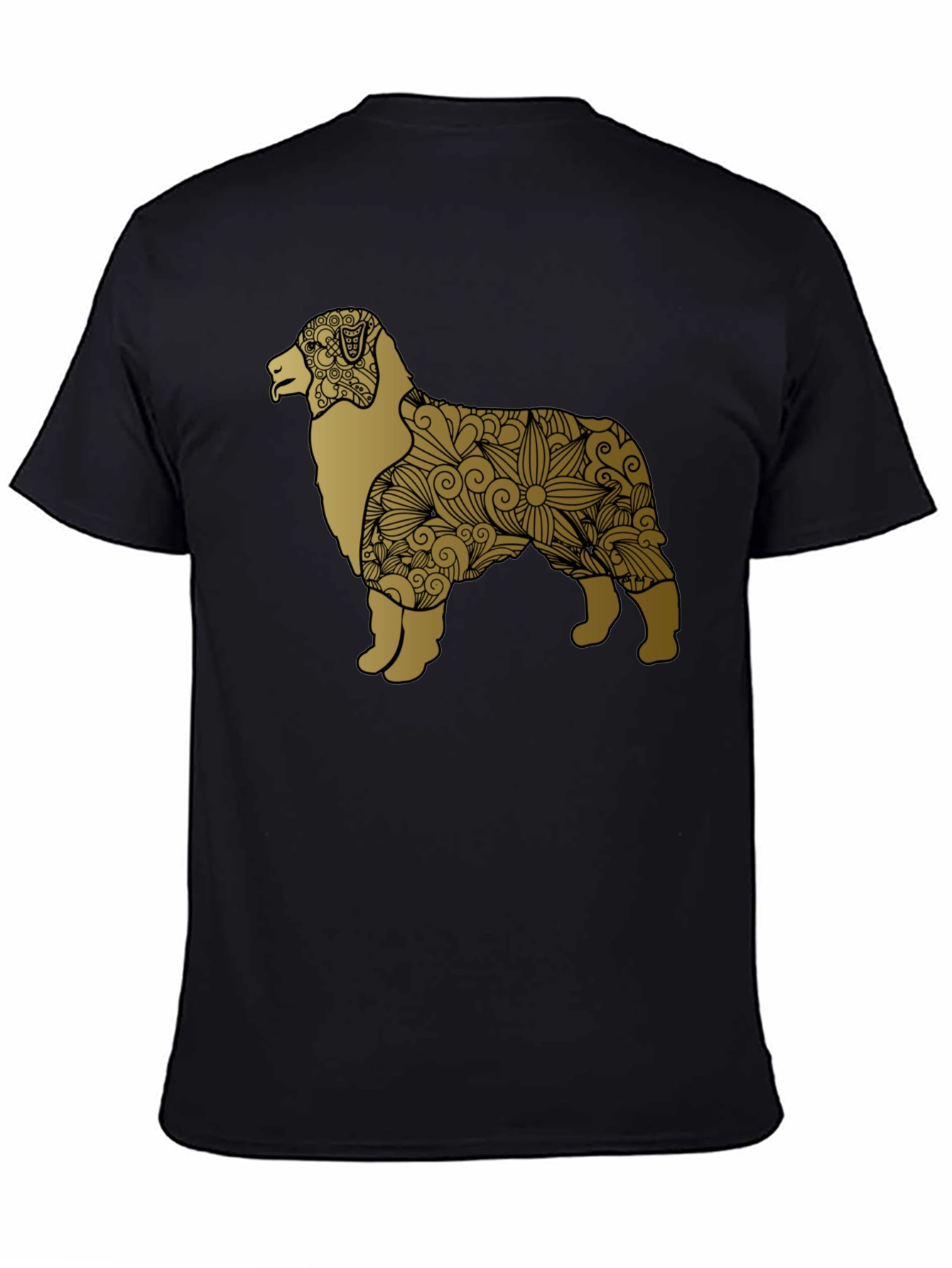 Dog Floral Pattern Tee - Black