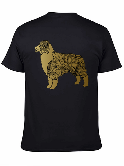 Dog Floral Pattern Tee - Black