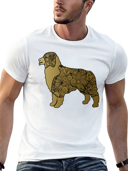Dog Floral Pattern Tee - Black