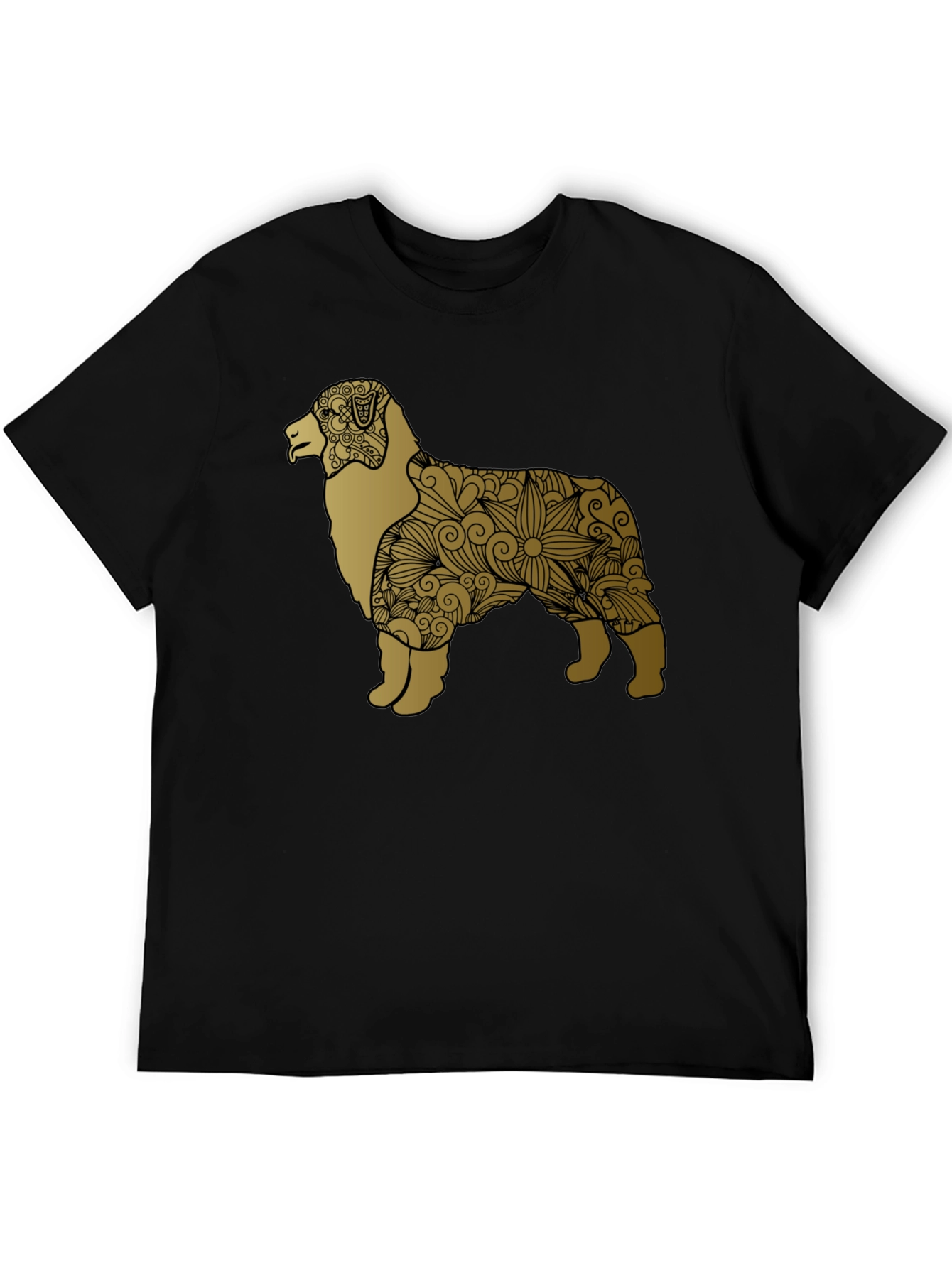 Dog Floral Pattern Tee - Black