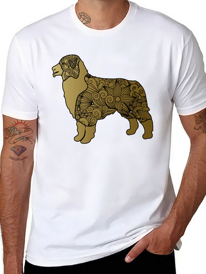 Dog Floral Pattern Tee - Black