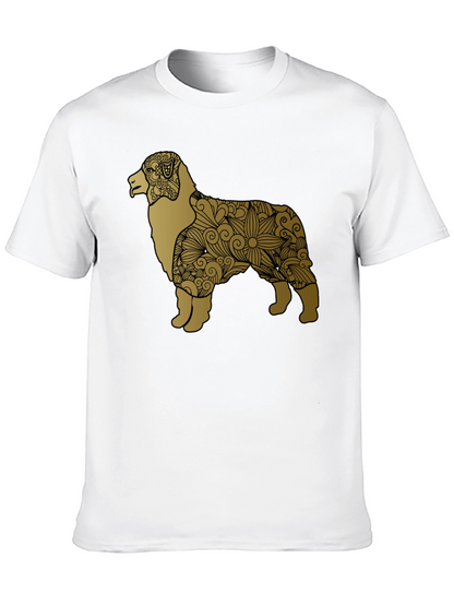 Dog Floral Pattern Tee - Black